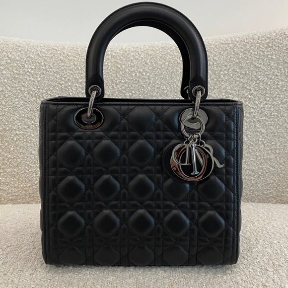 Authentic Dior Lady Bag Medium Black Lambskin Cannage - Picture 2 of 8